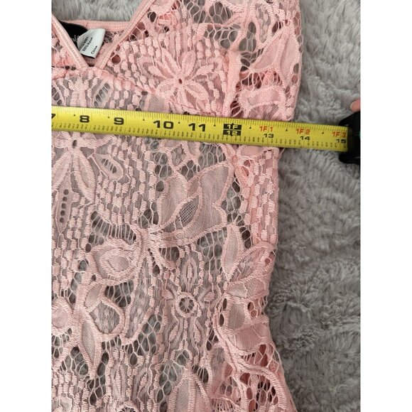 Elegant Moments Pink Lace Chemise Lingerie Slip Dress Size Large Sheer NWOT - Picture 8 of 10